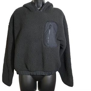 Under Armour Sherpa Fleece Hoodie Black Cropped Long Sleeve Women’s Size Large